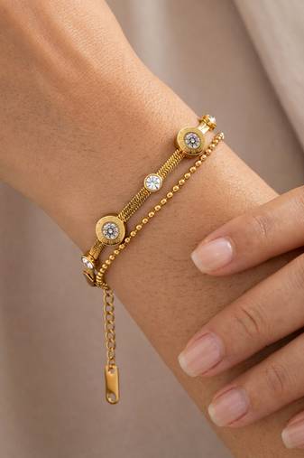 Gold cubic zirconia gold plated bracelet for women