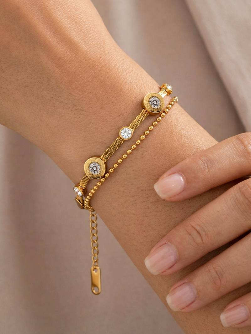 Gold cubic zirconia gold plated bracelet for women