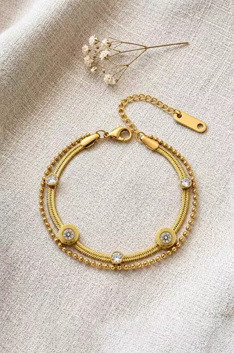 Gold cubic zirconia gold plated bracelet for women