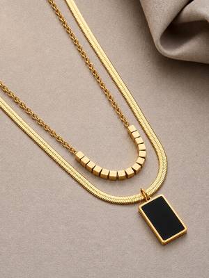 Gold cubic zirconia gold plated necklace for women 3