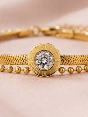 Gold cubic zirconia gold plated bracelet for women 3