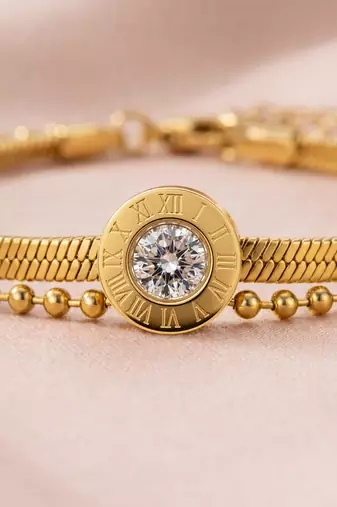 Gold cubic zirconia gold plated bracelet for women