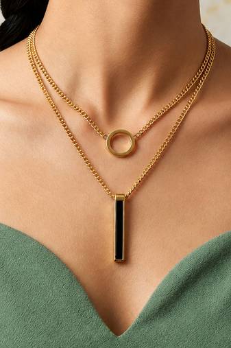 Gold cubic zirconia gold plated necklace for women