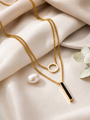 Gold cubic zirconia gold plated necklace for women 2