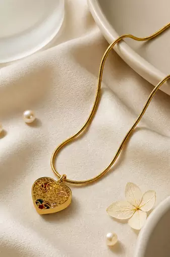 Gold cubic zirconia gold plated necklace for women