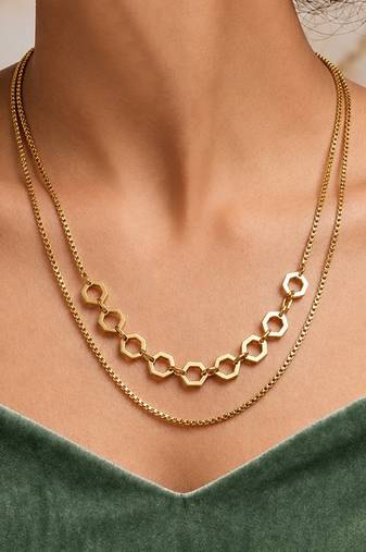 Gold cubic zirconia gold plated necklace for women