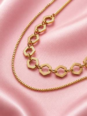 Gold cubic zirconia gold plated necklace for women 3