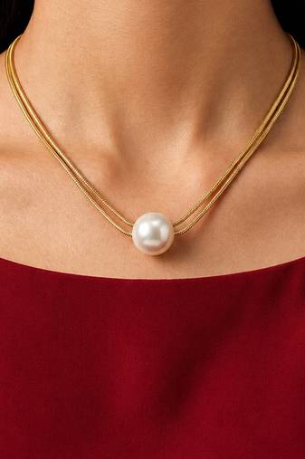 Gold cubic zirconia gold plated necklace for women