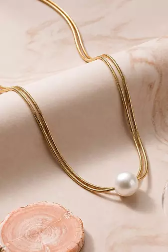 Gold cubic zirconia gold plated necklace for women
