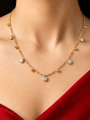 Gold cubic zirconia gold plated necklace for women 1