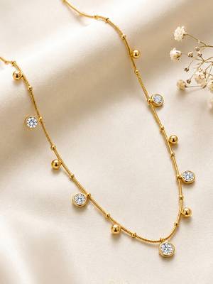 Gold cubic zirconia gold plated necklace for women 2