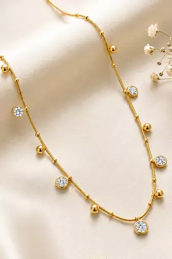 Gold cubic zirconia gold plated necklace for women