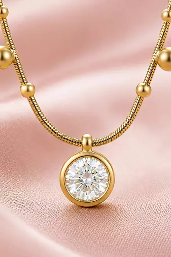 Gold cubic zirconia gold plated necklace for women