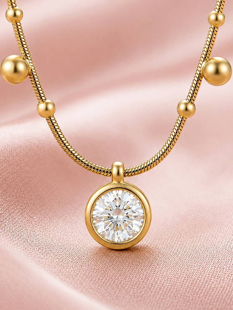 Gold cubic zirconia gold plated necklace for women