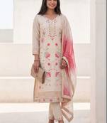 Women Floral Embroidered Mirror Work Kurta with Trousers & With Dupatta