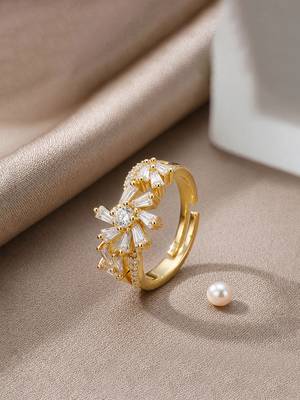 Gold cubic zirconia gold plated finger ring for women 1