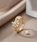 Gold cubic zirconia gold plated finger ring for women