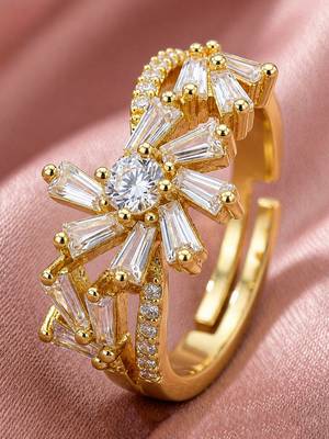 Gold cubic zirconia gold plated finger ring for women 3