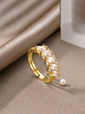 Gold cubic zirconia gold plated finger ring for women 1