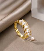Gold cubic zirconia gold plated finger ring for women