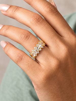 Gold cubic zirconia gold plated finger ring for women 2