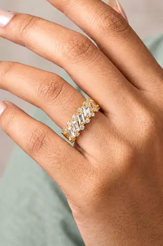 Gold cubic zirconia gold plated finger ring for women