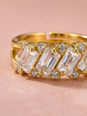Gold cubic zirconia gold plated finger ring for women 3
