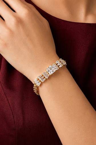 Gold cubic zirconia gold plated bracelet for women
