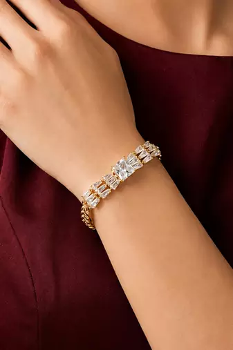 Gold cubic zirconia gold plated bracelet for women