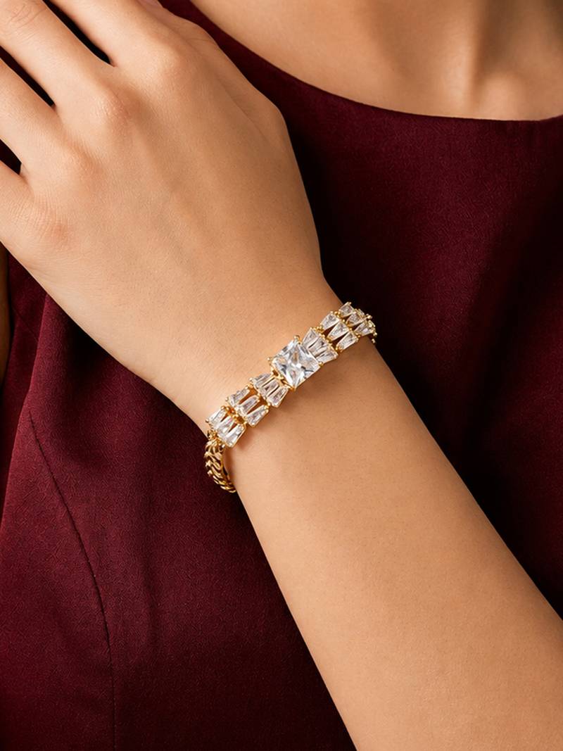 Gold cubic zirconia gold plated bracelet for women