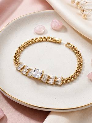 Gold cubic zirconia gold plated bracelet for women 2