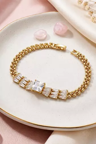 Gold cubic zirconia gold plated bracelet for women