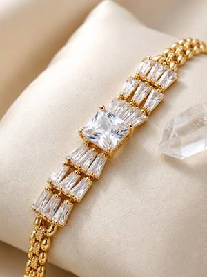 Gold cubic zirconia gold plated bracelet for women 3