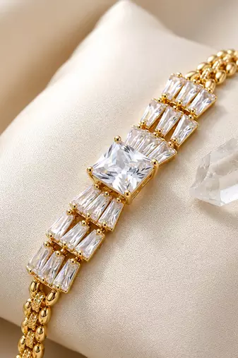 Gold cubic zirconia gold plated bracelet for women