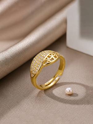 Gold cubic zirconia gold plated finger ring for women 1
