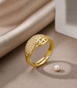 Gold cubic zirconia gold plated finger ring for women