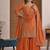 orange crep silk blend  blend  party wear embroidery sharara suit set