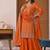 orange crep silk blend  blend  party wear embroidery sharara suit set