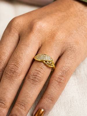 Gold cubic zirconia gold plated finger ring for women 2
