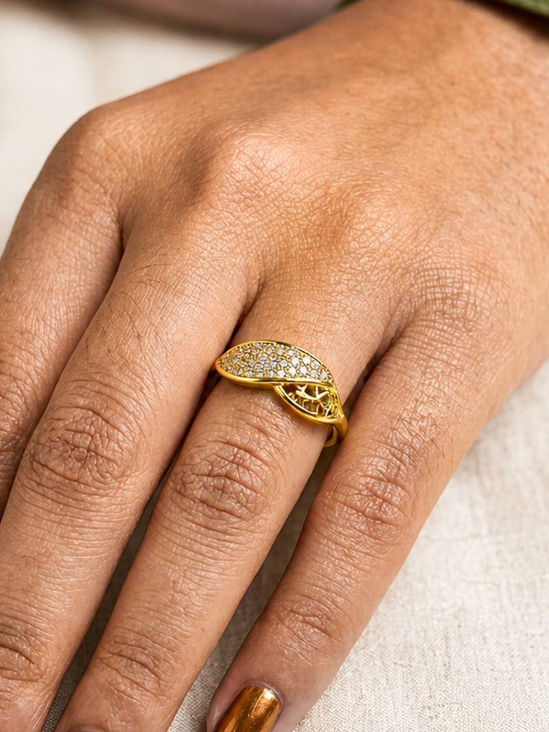Gold cubic zirconia gold plated finger ring for women