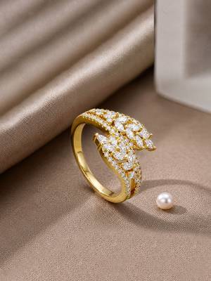 Gold cubic zirconia gold plated finger ring for women 1