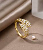Gold cubic zirconia gold plated finger ring for women