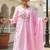 Floral Embroidered Thread Work Cotton A Line Kurta With Trousers & Dupatta