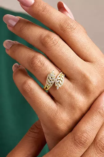 Gold cubic zirconia gold plated finger ring for women