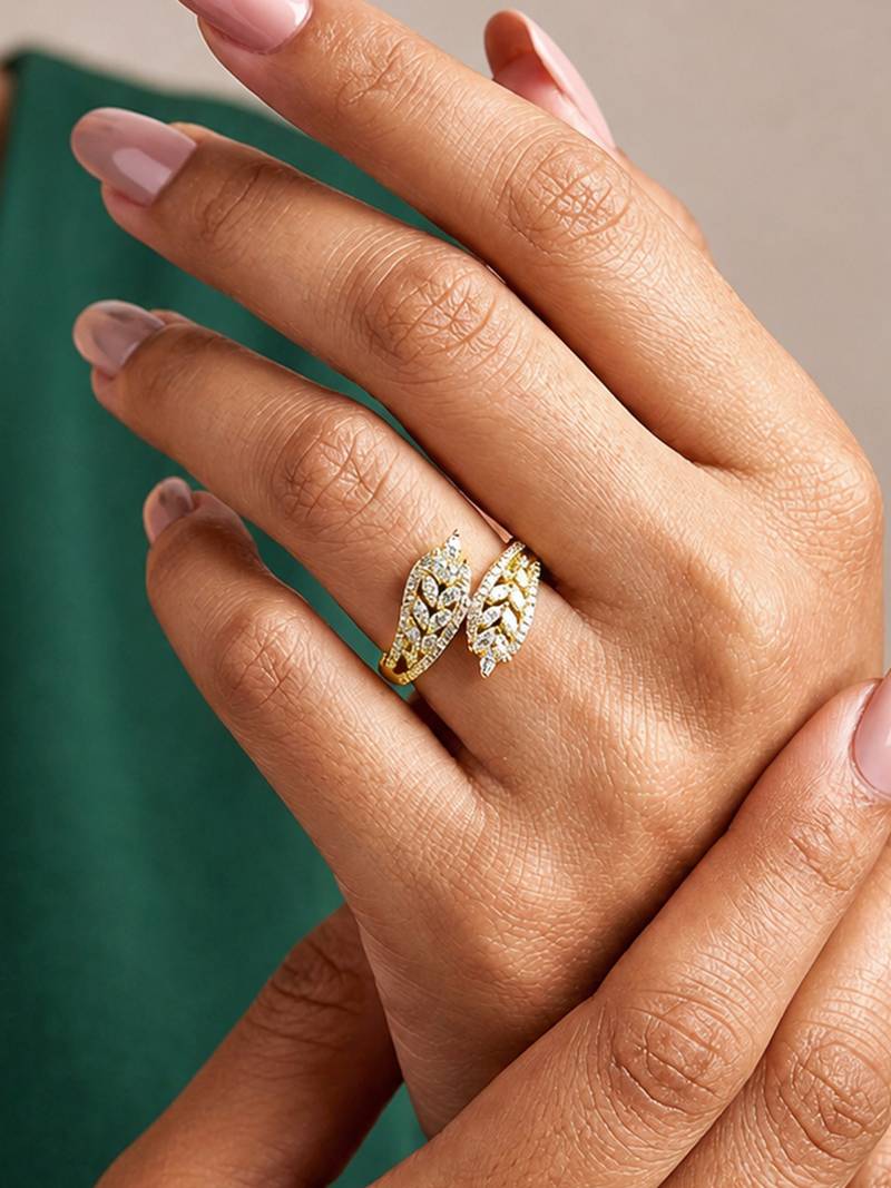 Gold cubic zirconia gold plated finger ring for women