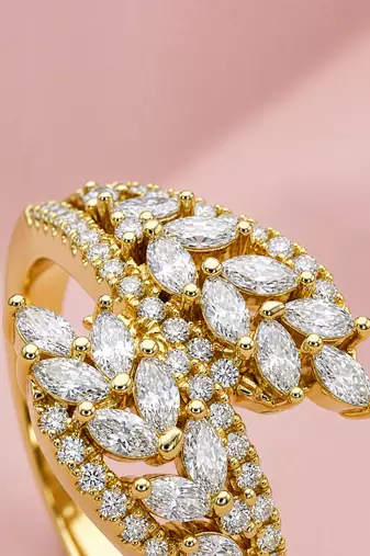 Gold cubic zirconia gold plated finger ring for women