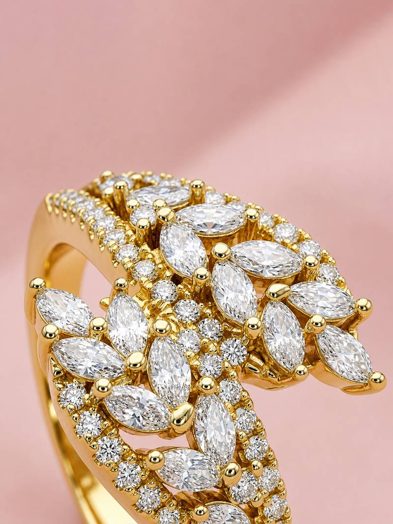 Gold cubic zirconia gold plated finger ring for women
