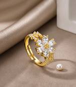 Gold cubic zirconia gold plated finger ring for women