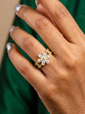 Gold cubic zirconia gold plated finger ring for women 2