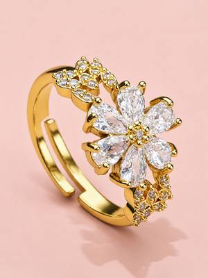 Gold cubic zirconia gold plated finger ring for women 3